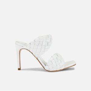 RAYE White Woven Double-Band Stiletto Sandal
